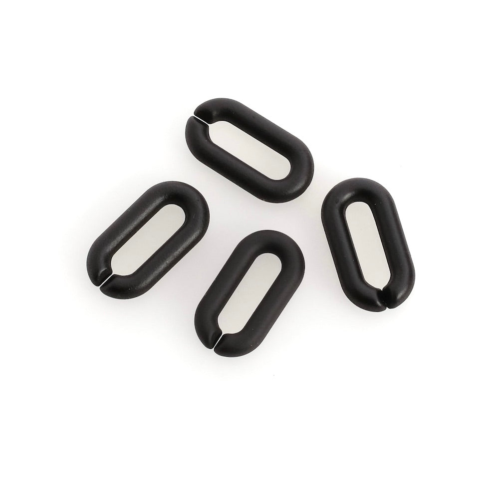 4 maillons ovale 20mm en acétate noir mat aspect gum