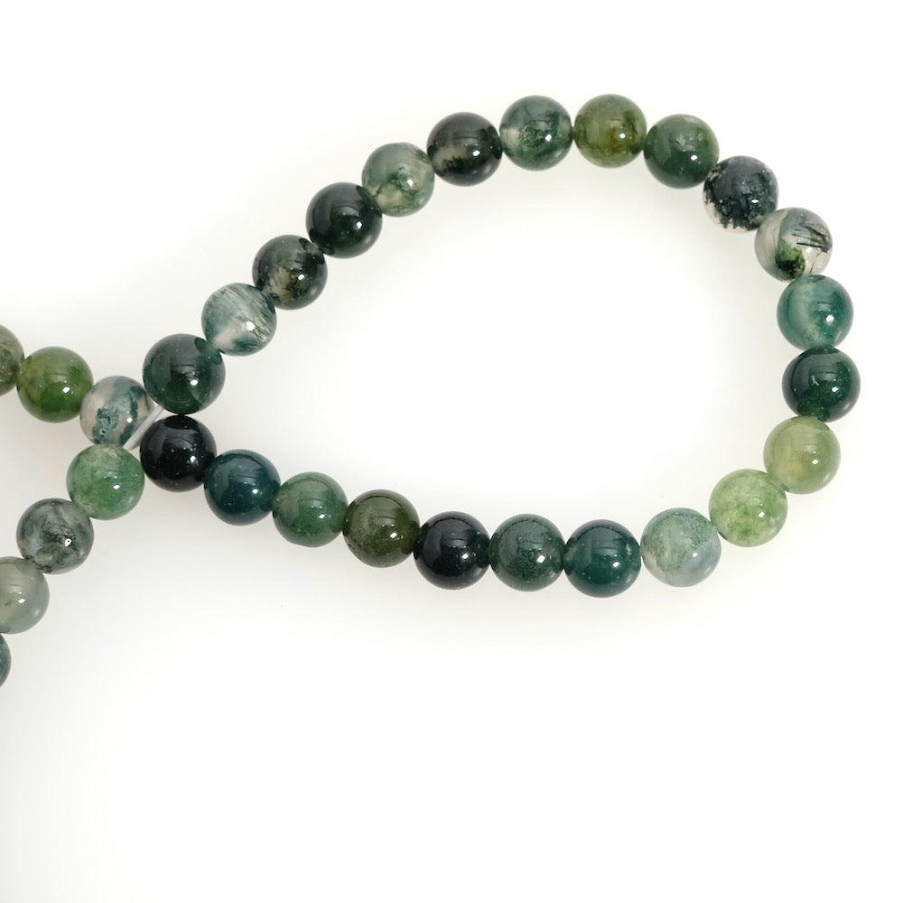 Collier perles rondes de Quartz Agate mousse Collier perles rondes de Quartz Agate mousse