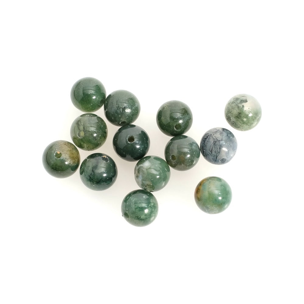 Fil de perles naturelles rondes 8mm en Agate mousse