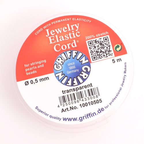 Bobine de fil élastique transparent 0,5mm de 5 mètres.