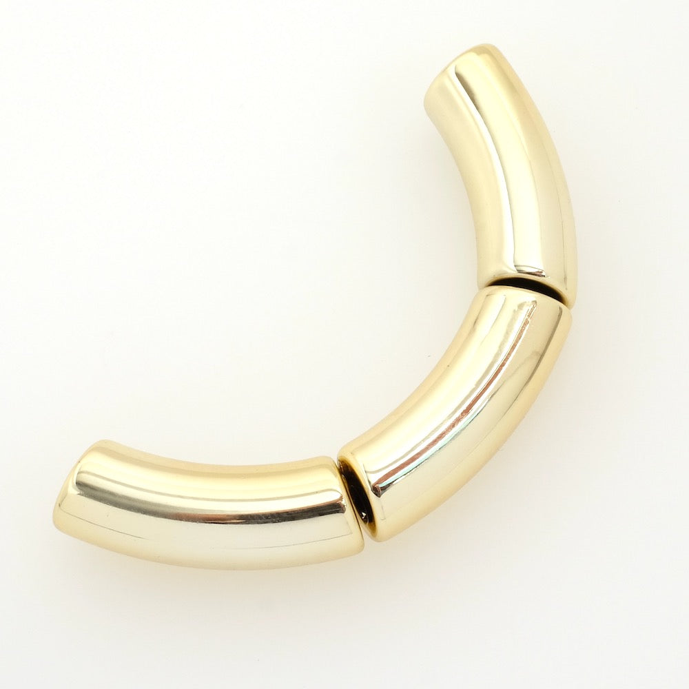 Perle tube courbe incurvée en acrylique doré à l&#39;unité