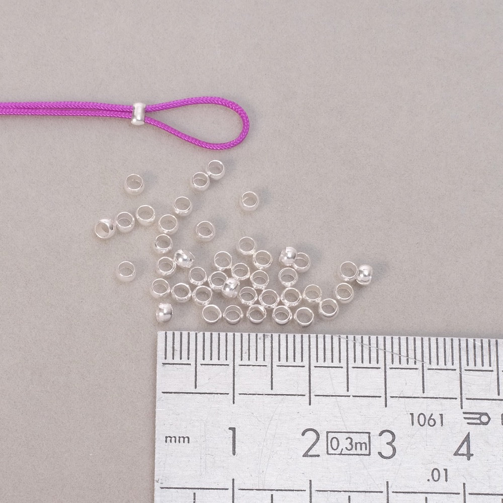 50 perles à écraser 3mm en laiton Argenté 925 Premium