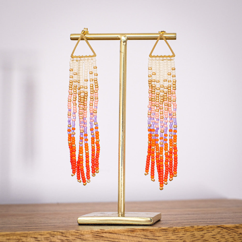 Exemple de création : Boucles d'oreilles à franges en perles Miyuki – tuto Perles Corner