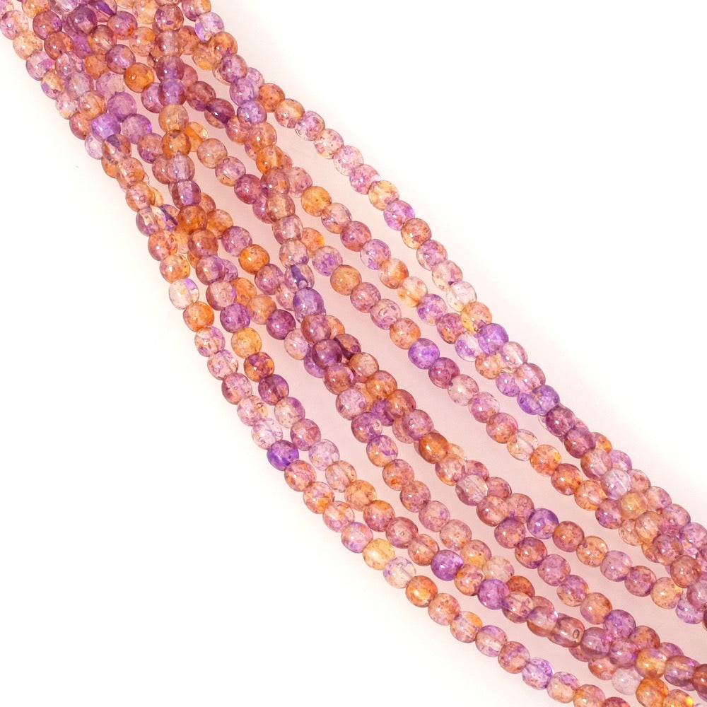 Fil de perles de Bohème rondes 3mm violet orange transparent