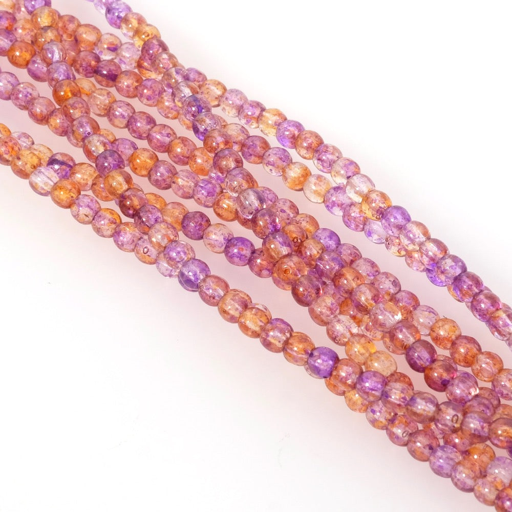 Fil de perles de Bohème rondes 3mm violet orange transparent