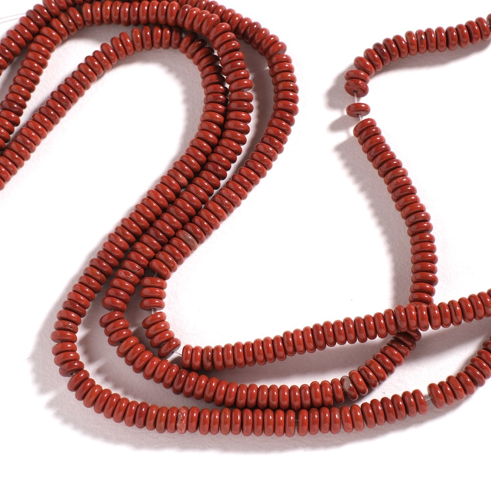 Rondelles plates en jaspe rouge brique, perles donuts 6,5 mm
