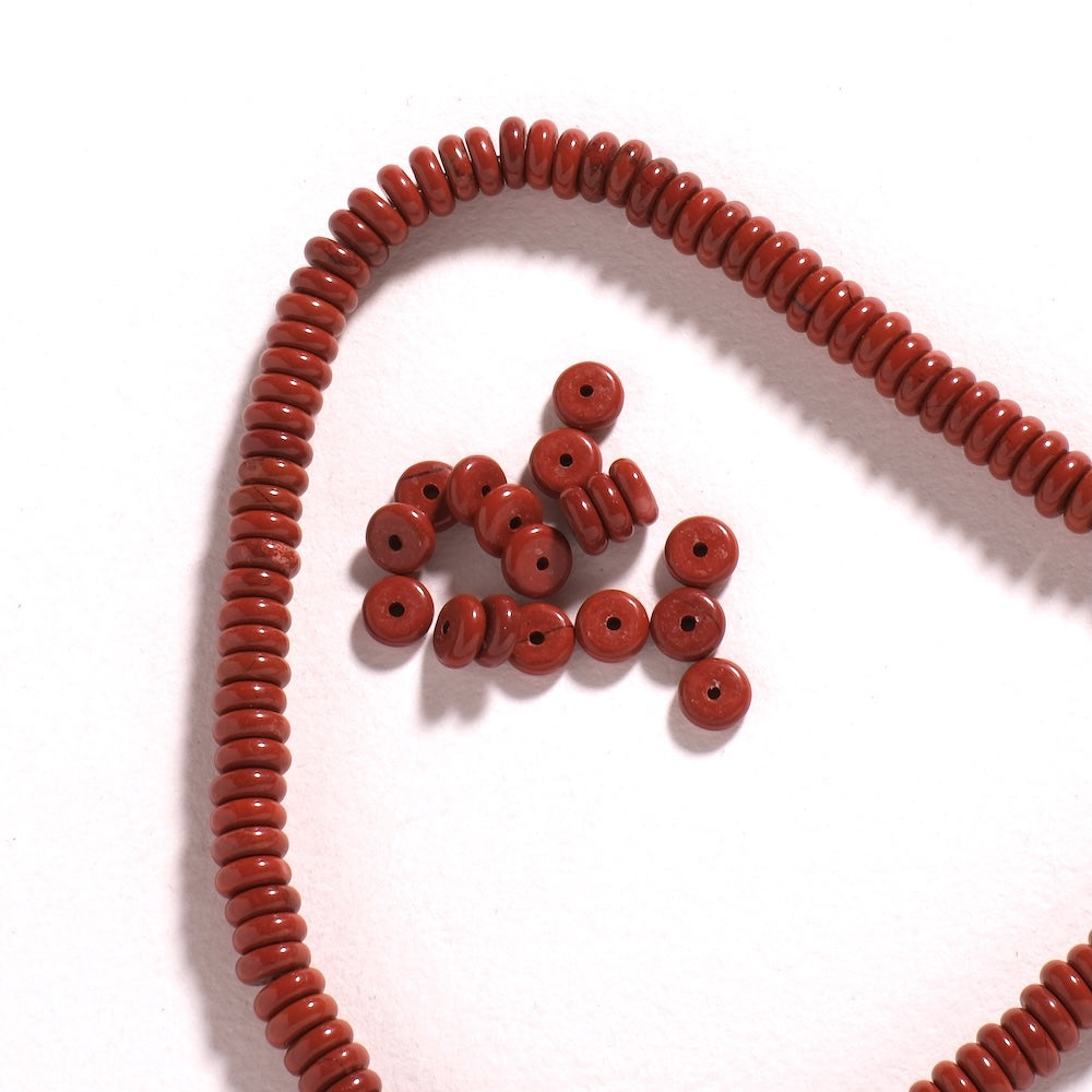 Lot de 20 perles rondelles donuts 6,5 x 2,5 mm en jaspe rouge naturel