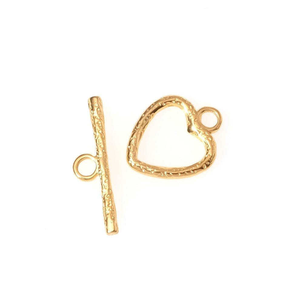 Fermoir Toggle Coeur en acier inoxydable 304 Doré 18K