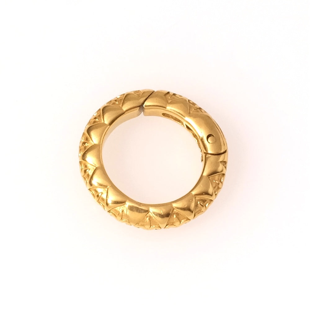 Fermoir anneau rond texturé 18mm en acier inoxydable 304 Doré