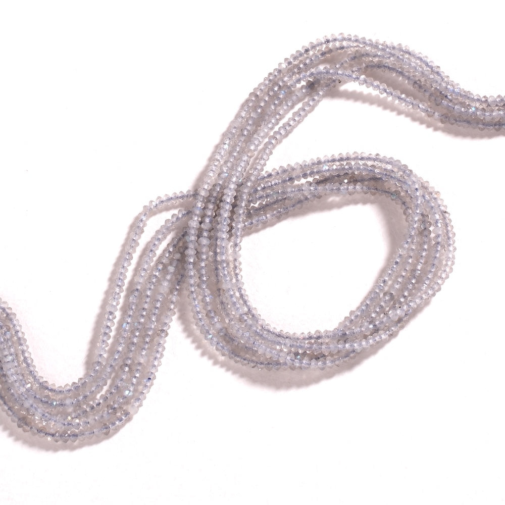 Fil de perles rondelles facettées 2,4 x 2 mm en labradorite naturelle