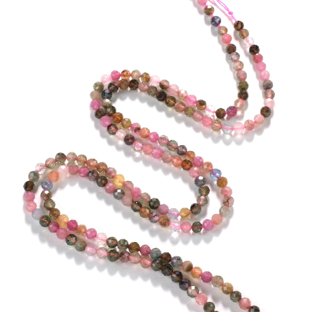 Perles de tourmaline multicolore naturelle aux couleurs vives, rose framboise, vert sapin et miel