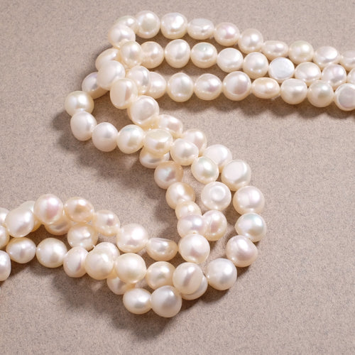 Fil de Perles de Nacre Naturelles – Perles de Culture Baroques
