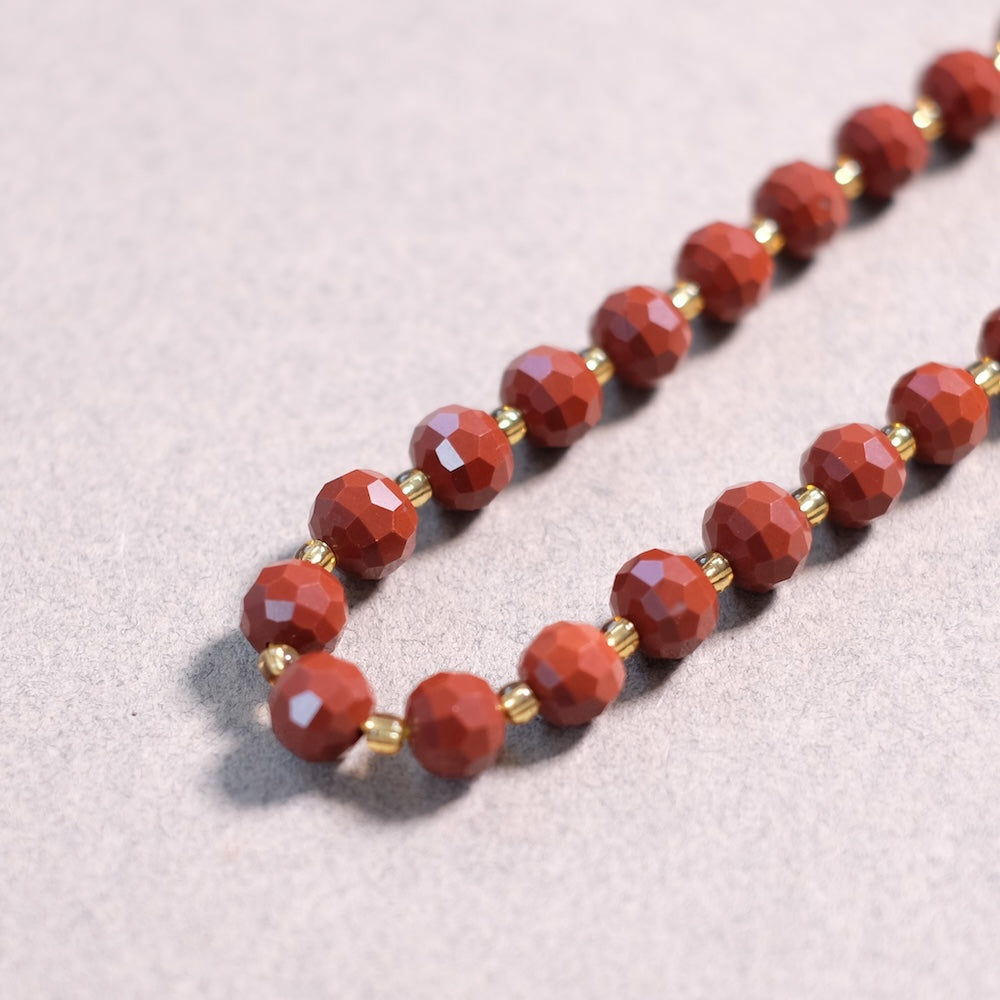 Fil de Perles en Jaspe Rouge Naturel – Perles Ovales 8~8.5mm