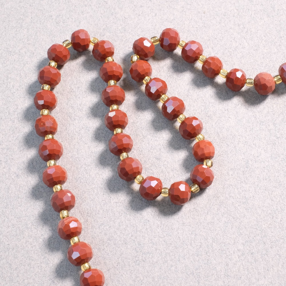 Fil de Perles en Jaspe Rouge Naturel – Perles Ovales 8~8.5mm