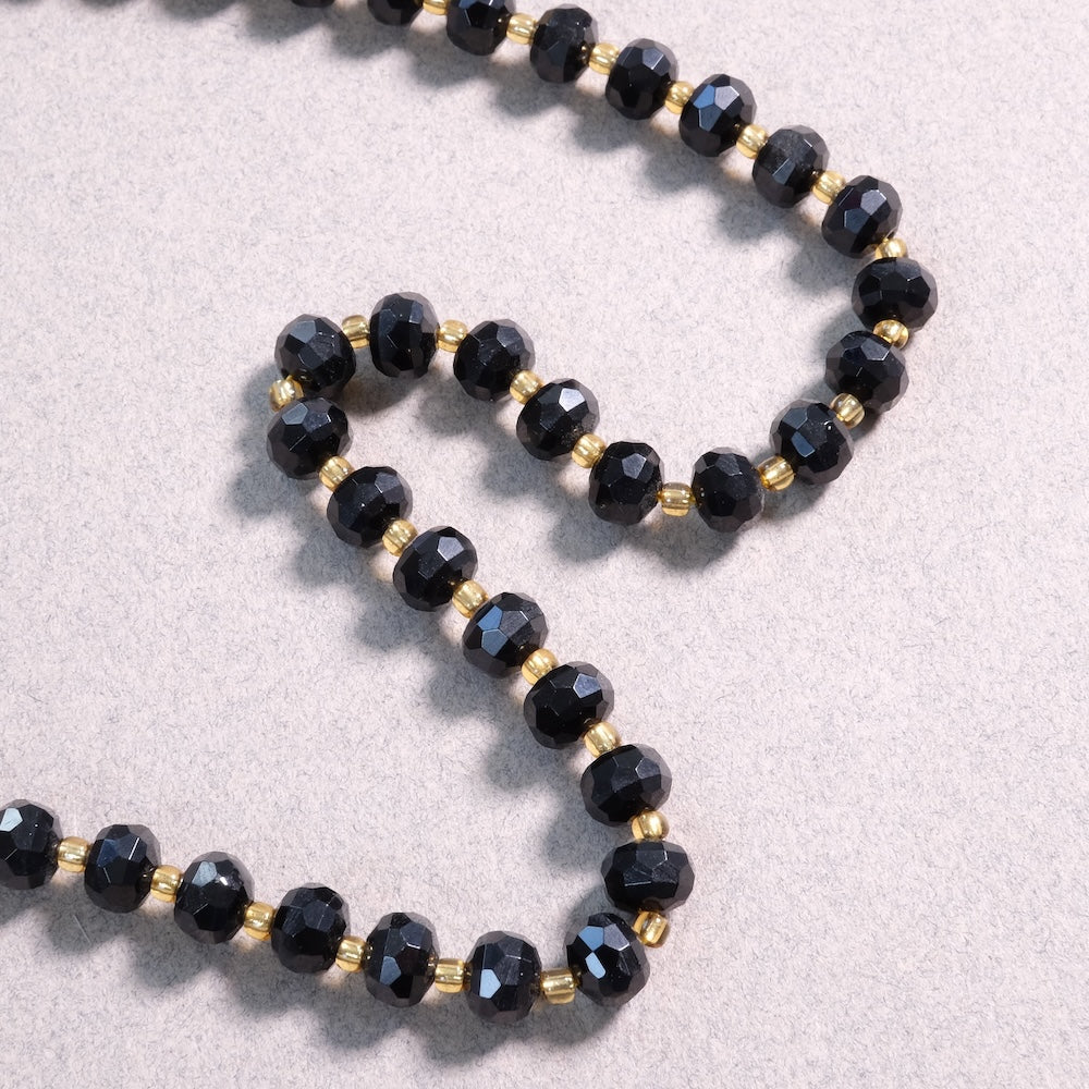 Fil de Perles en Obsidienne Naturelle – Perles Ovales 8~8.5mm