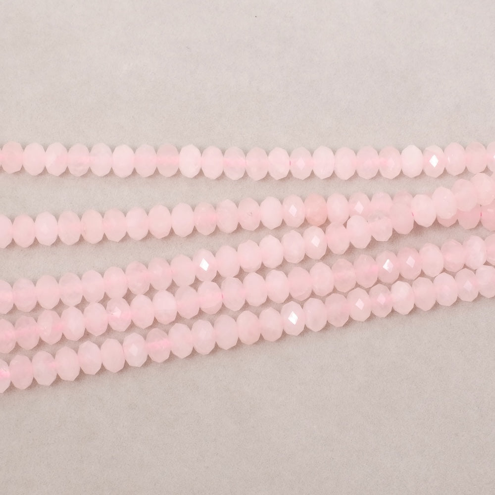 Fil de Perles naturelle facettée 6x4mm en Quartz rose
