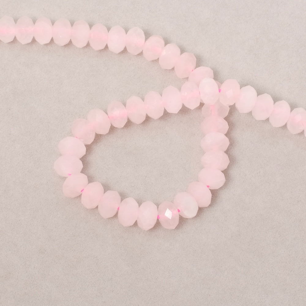 8 Perles naturelle facettée 6x4mm en Quartz rose