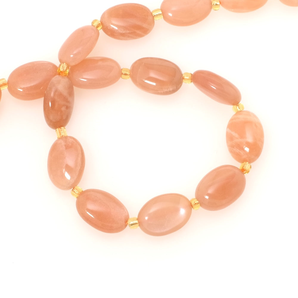 Fil de Perles naturelle ovale 14x10mm en Pierre de Lune Feldspath