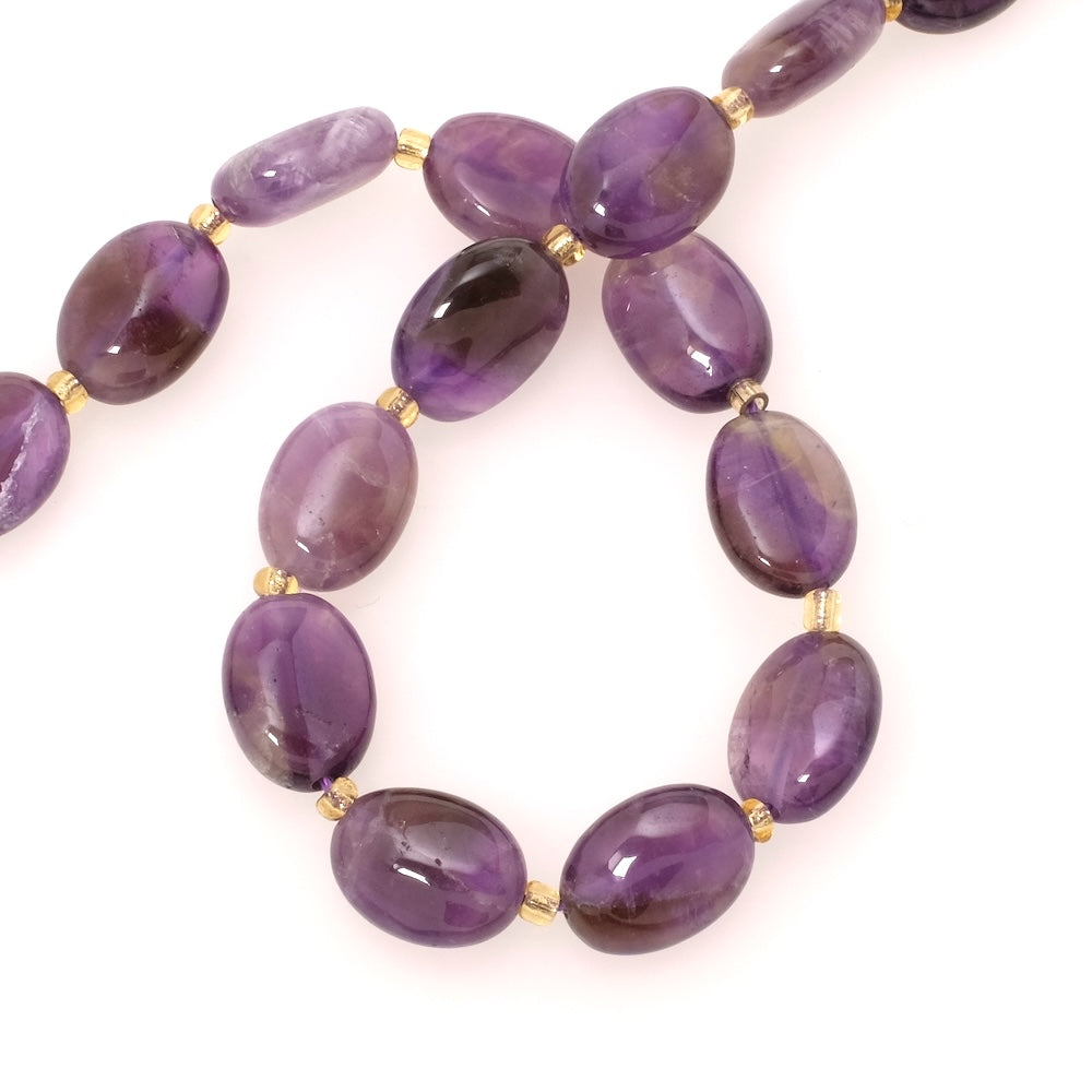 2 Perles naturelle ovale 14x10mm en pierre naturelle Améthyste