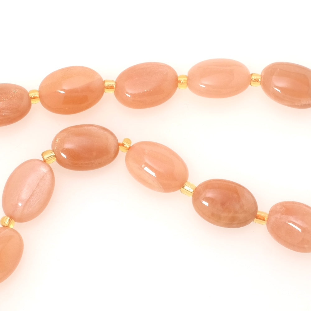 Fil de Perles naturelle ovale 14x10mm en Pierre de Lune Feldspath