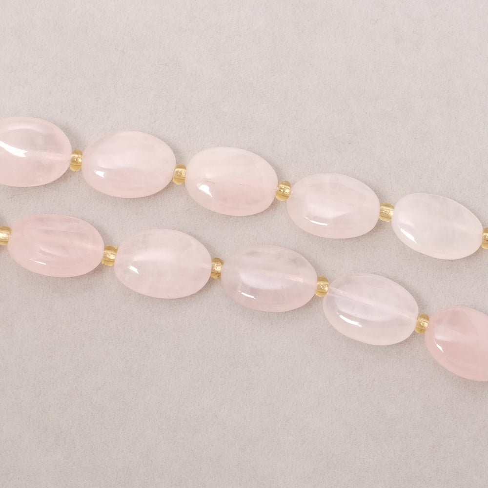 Fil de Perles naturelle ovale 14x10mm en Quartz rose