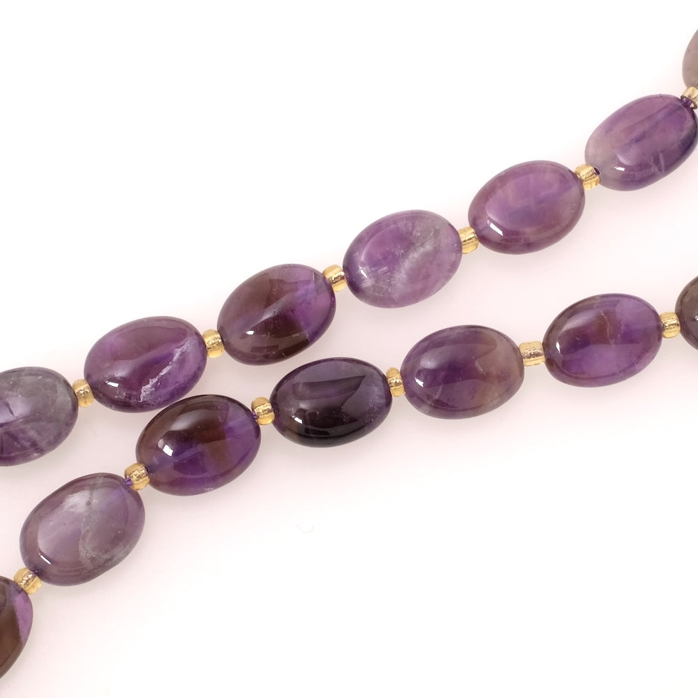 Fil de Perles naturelle ovale 14x10mm en pierre naturelle Améthyste