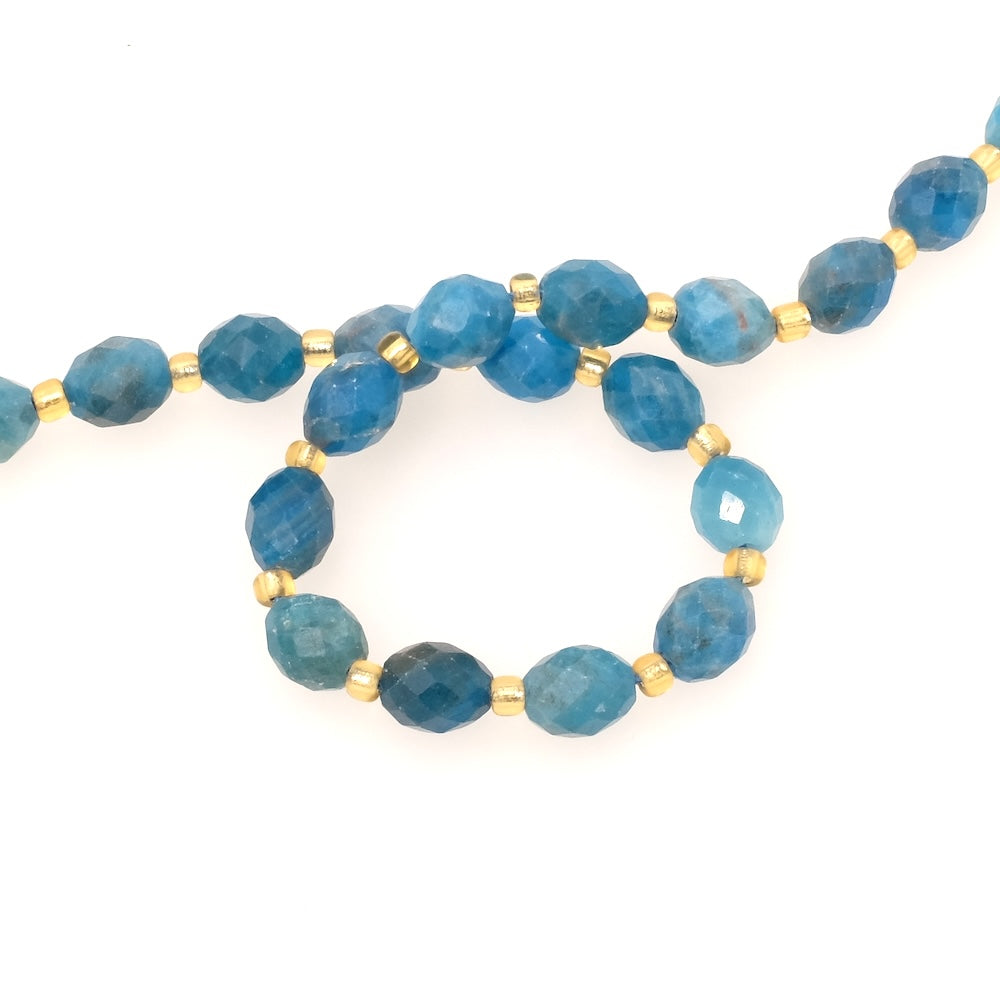 Fil de Perles naturelle ovale facettée 7 x 8mm en Apatite