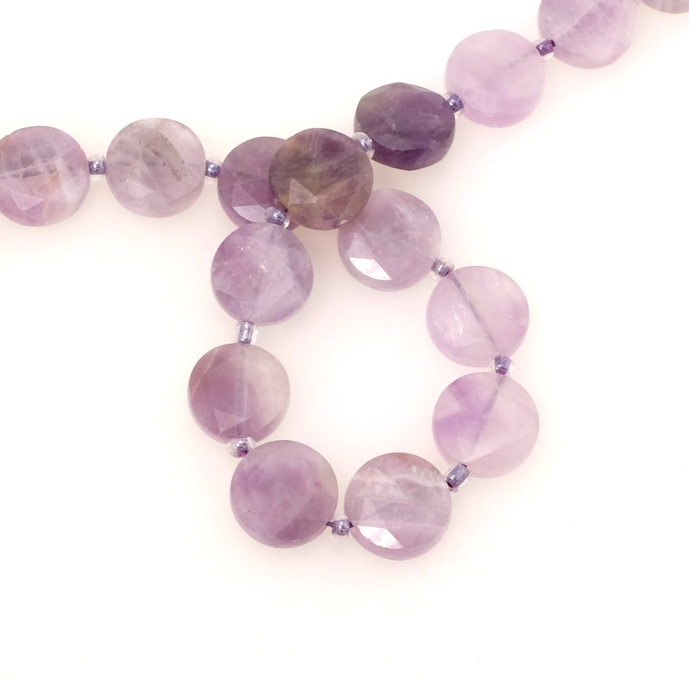 2 Perles palet rond facetté 12mm en pierre naturelle Améthyste