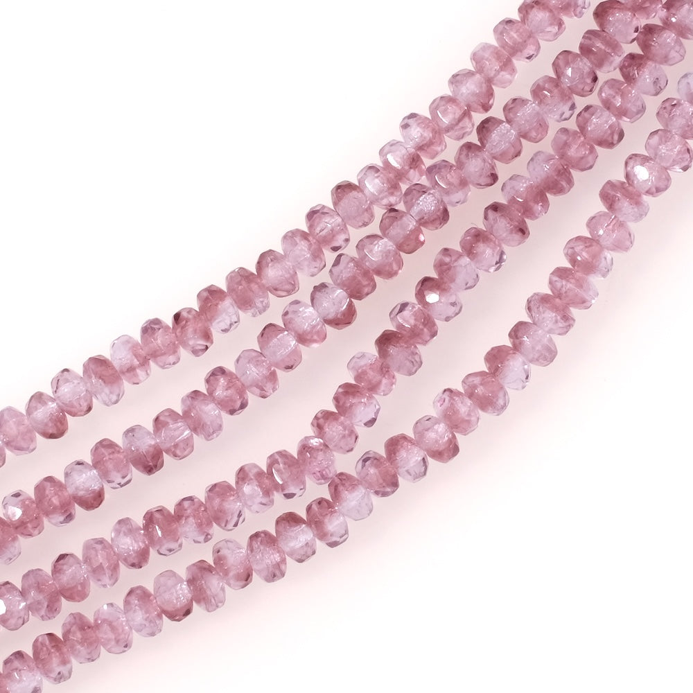 Fil de perles de Bohème Donuts facetté 2x3mm violet transparent