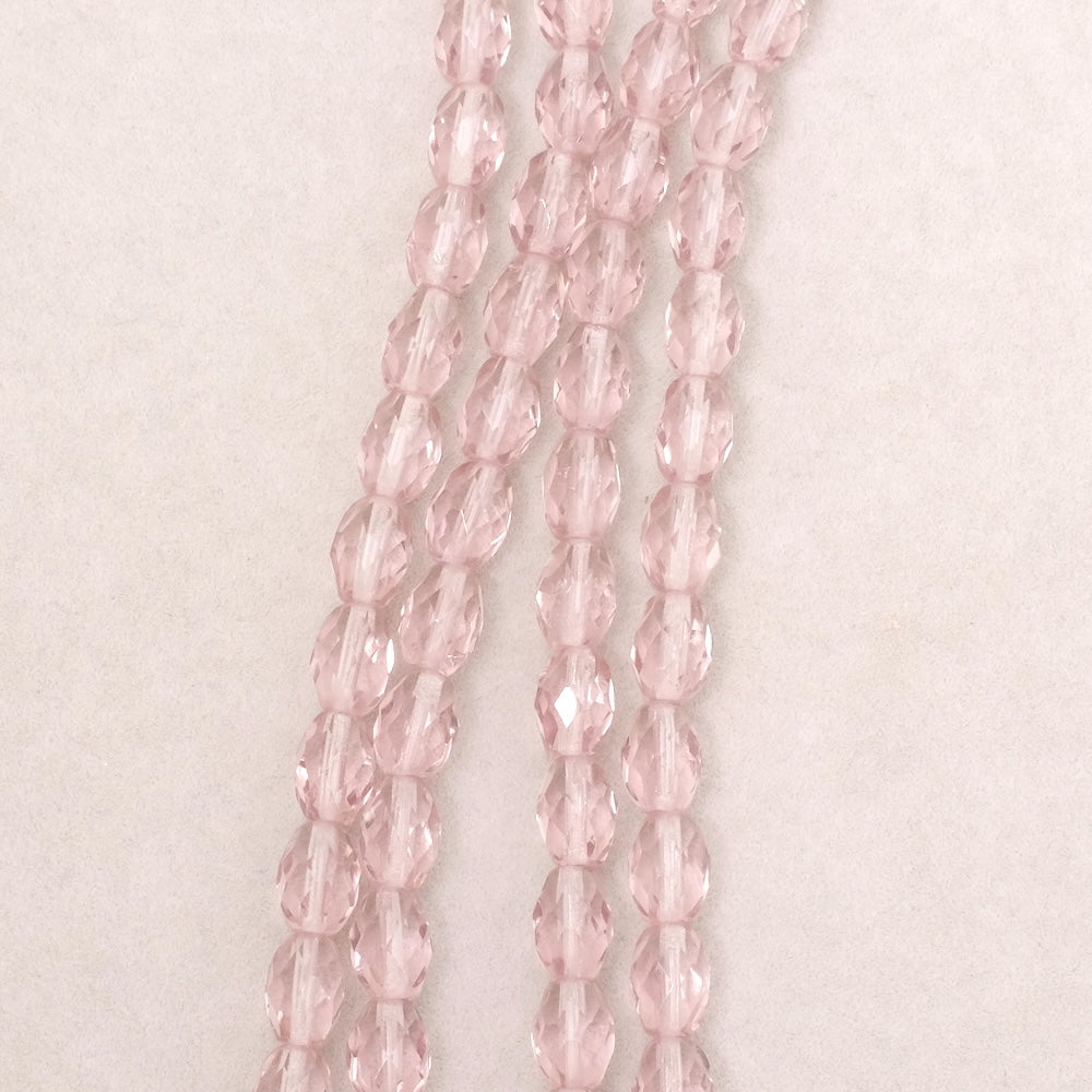 Fil de perles de Bohème Olives facettées 8x6mm violet clair transparent