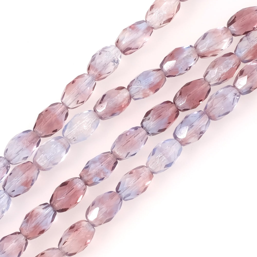 Fil de perles de Bohème Olives facettées 9x6mm violet bleu transparent