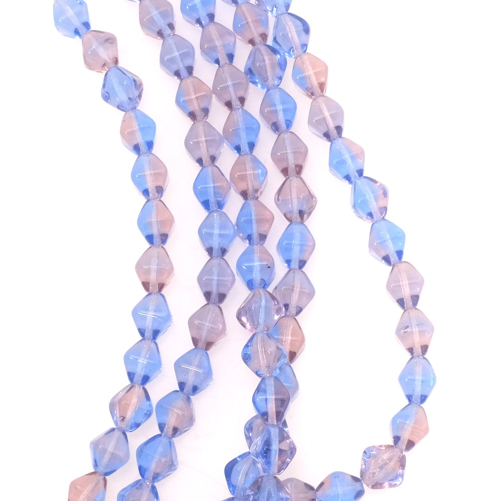 Fil de perles de Bohème Toupie 8mm bleu violet transparent