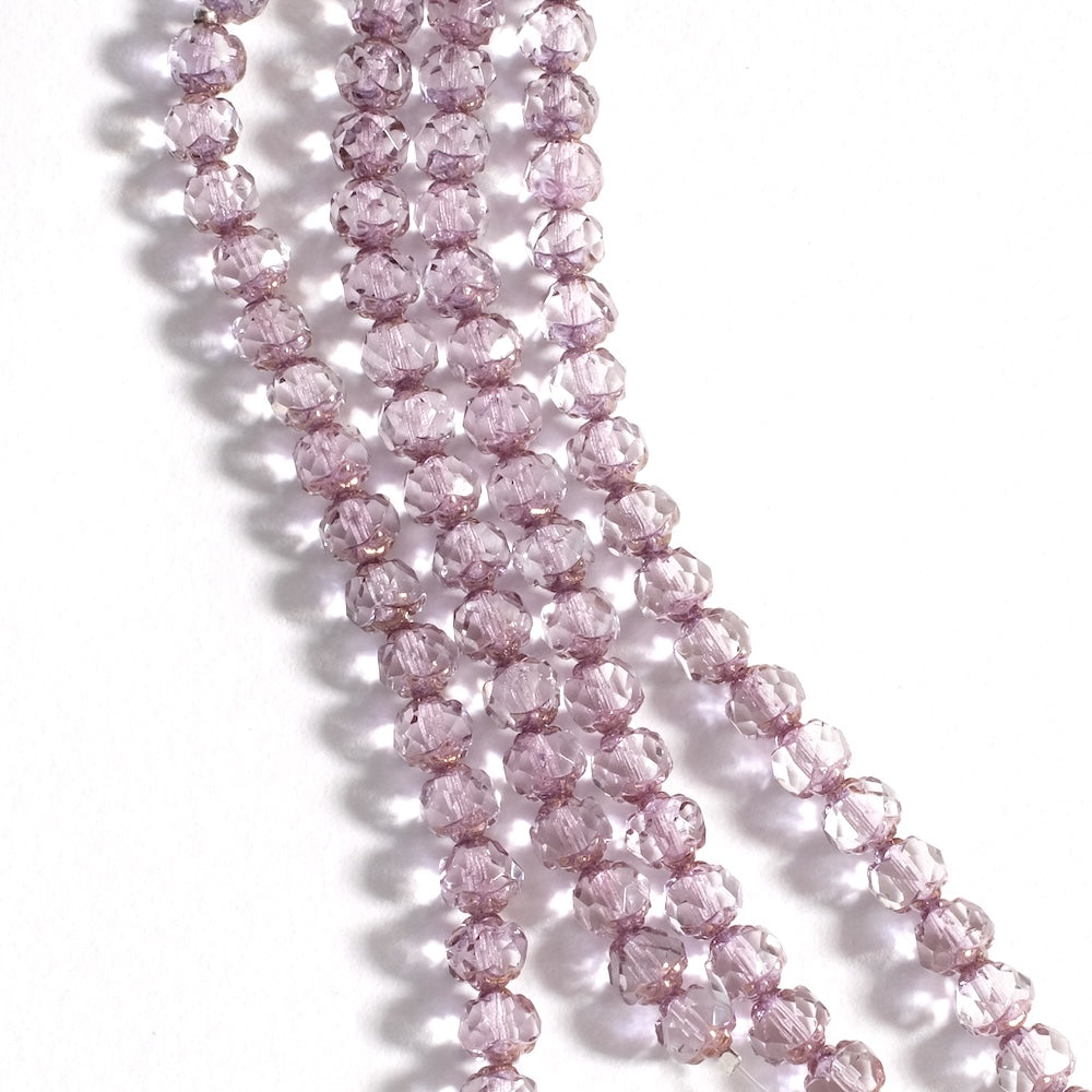 Fil de perles de Bohème baroque facettée 6mm violet transparent