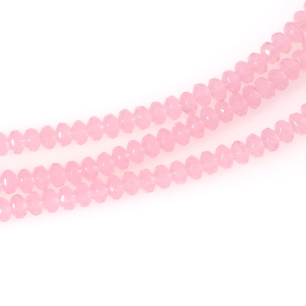 Fil de perles de Bohème facettées 3x5mm Rose semi transparent