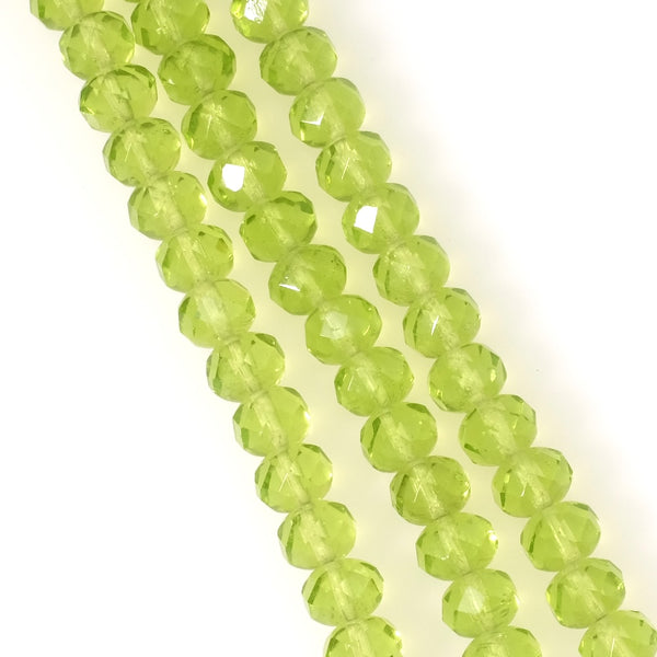 Fil De Perles En Verre Opaque - 90 Perles Facettées Vertes 6x4,5 Mm - 39 Cm - Neuf