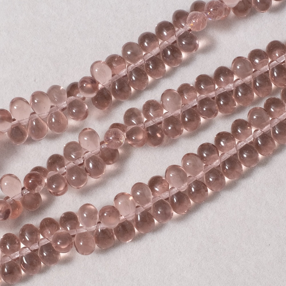 Fil de perles de Bohème gouttes 5x7mm Lie de vie transparent