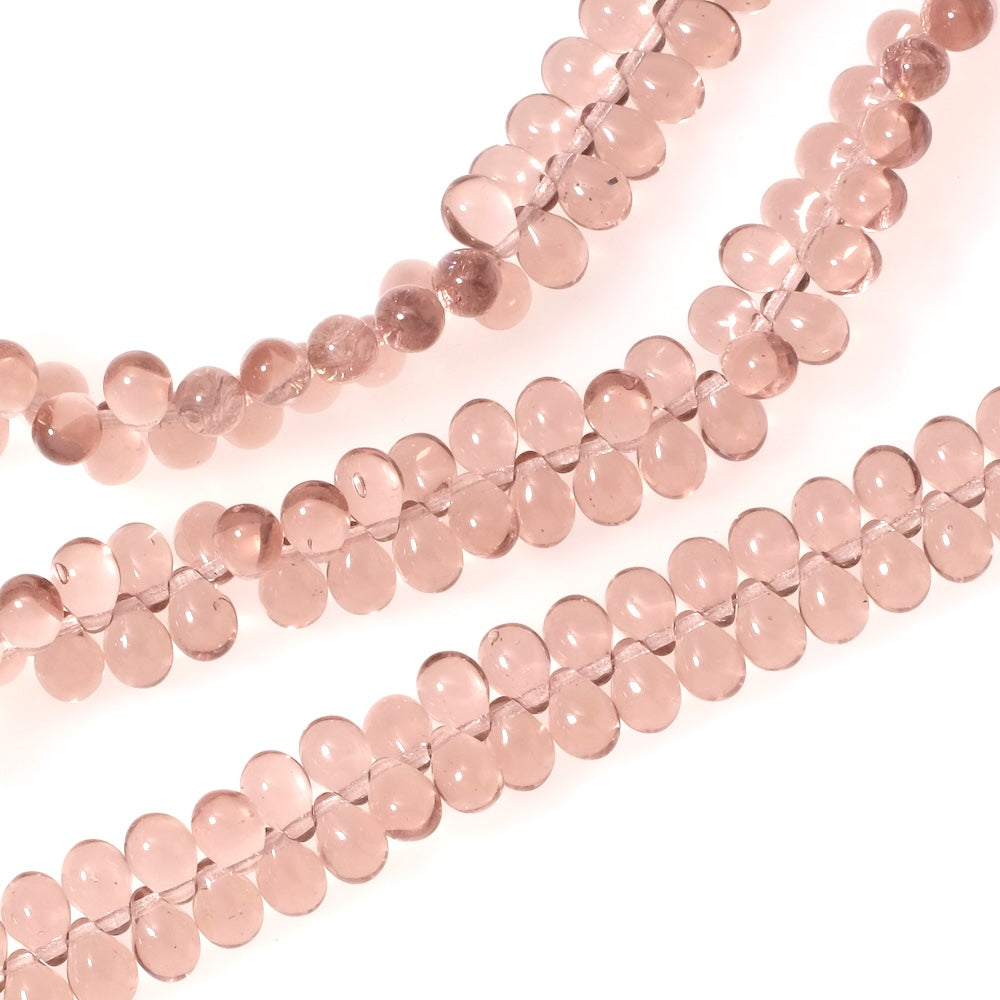 Fil de perles de Bohème gouttes 5x7mm Lie de vie transparent