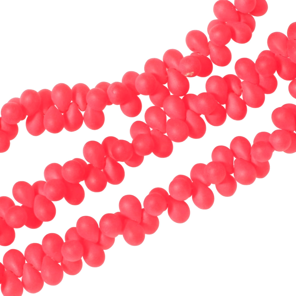 Fil de perles de Bohème gouttes 5x7mm Rouge Framboise mat