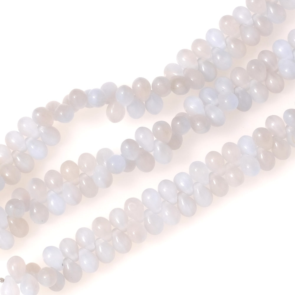 Fil de perles de Bohème gouttes 5x7mm nuances gris bleu