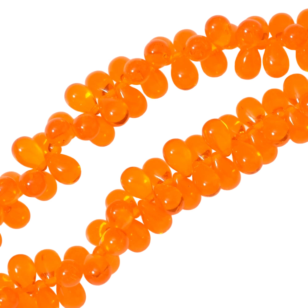 Fil de perles de Bohème gouttes 6x9mm Orange transparent