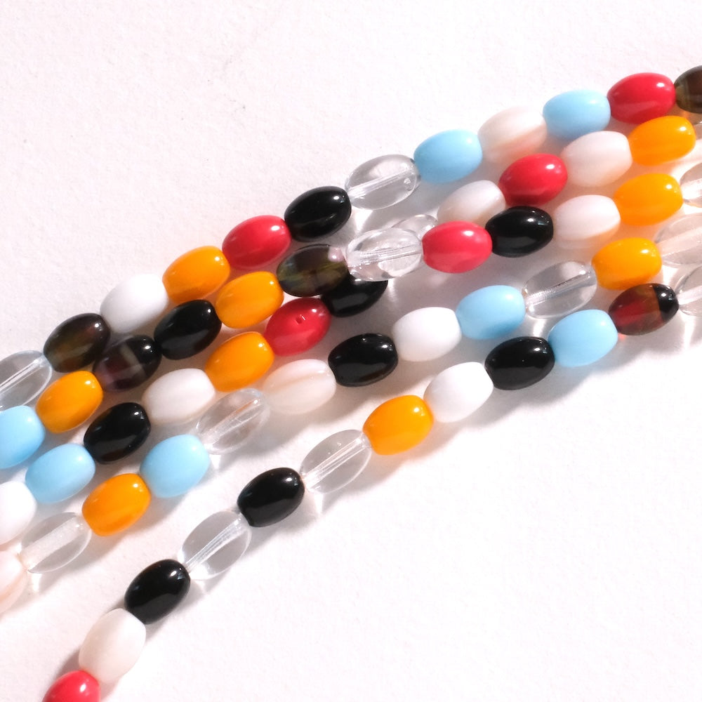 Fil de perles de Bohème ovale 8x6mm mix couleurs