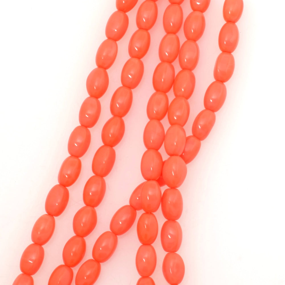 Fil de perles de Bohème ovales 9x6mm Orange opaque