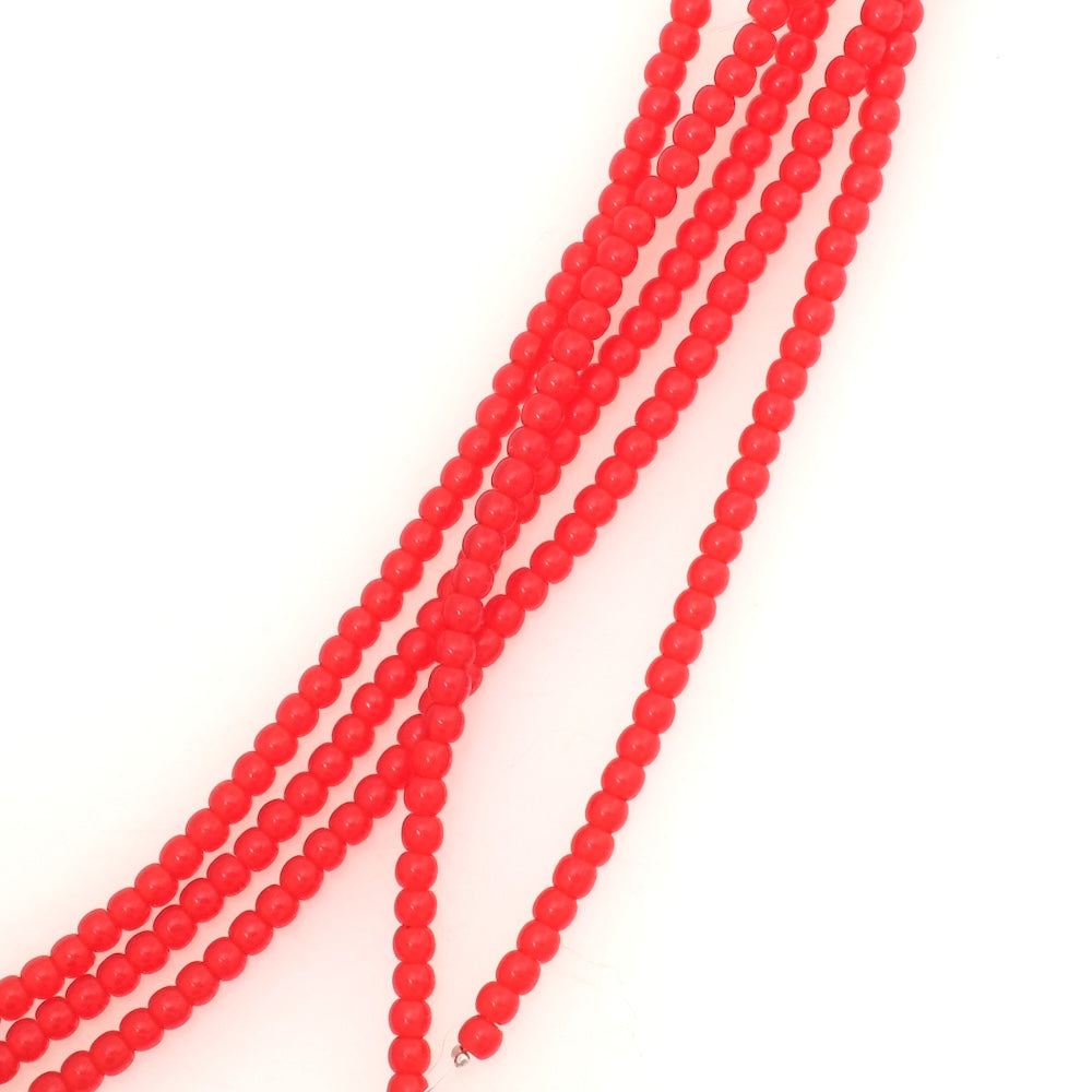 Fil de perles de Bohème ronde 3mm rouge transparent