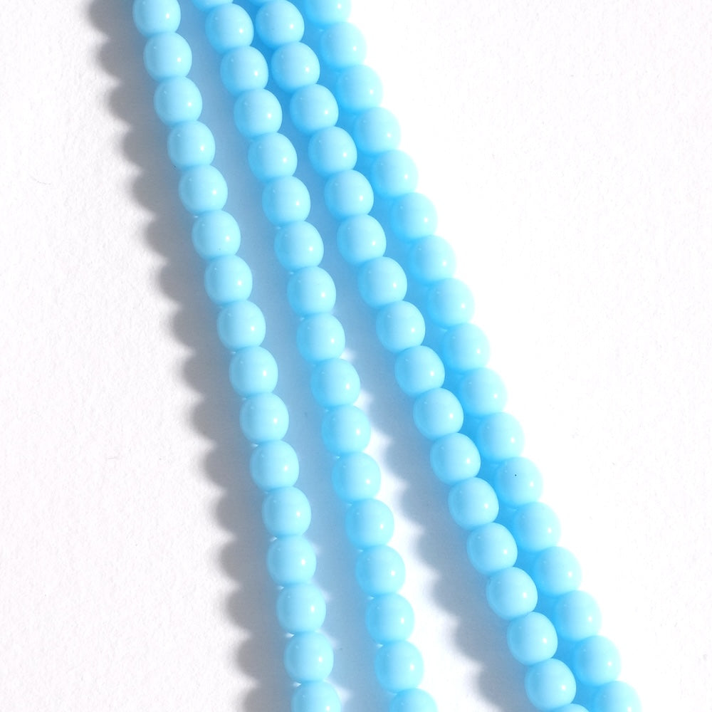 Fil de perles de Bohème ronde 5mm Bleu clair opaque