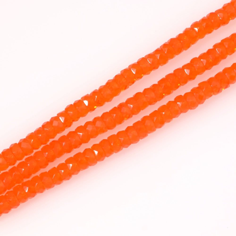 Fil de perles de Bohème rondelles facettées Orange transparent 3x6mm