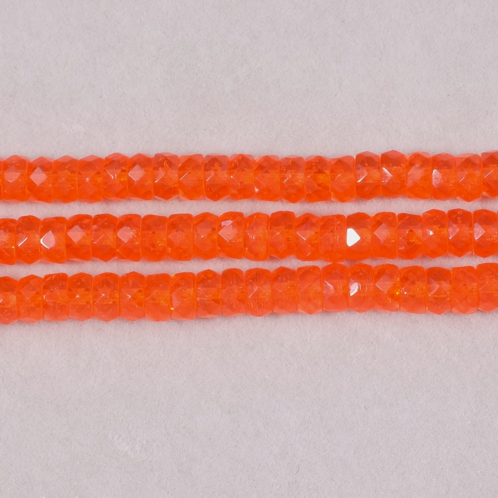 Fil de perles de Bohème rondelles facettées Orange transparent 3x6mm
