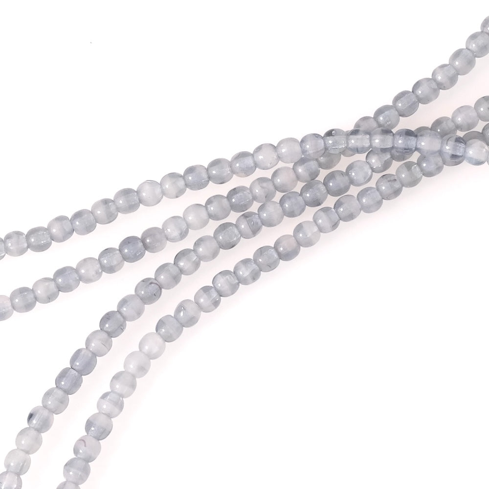 Fil de perles de Bohème rondes 3mm gris transparent