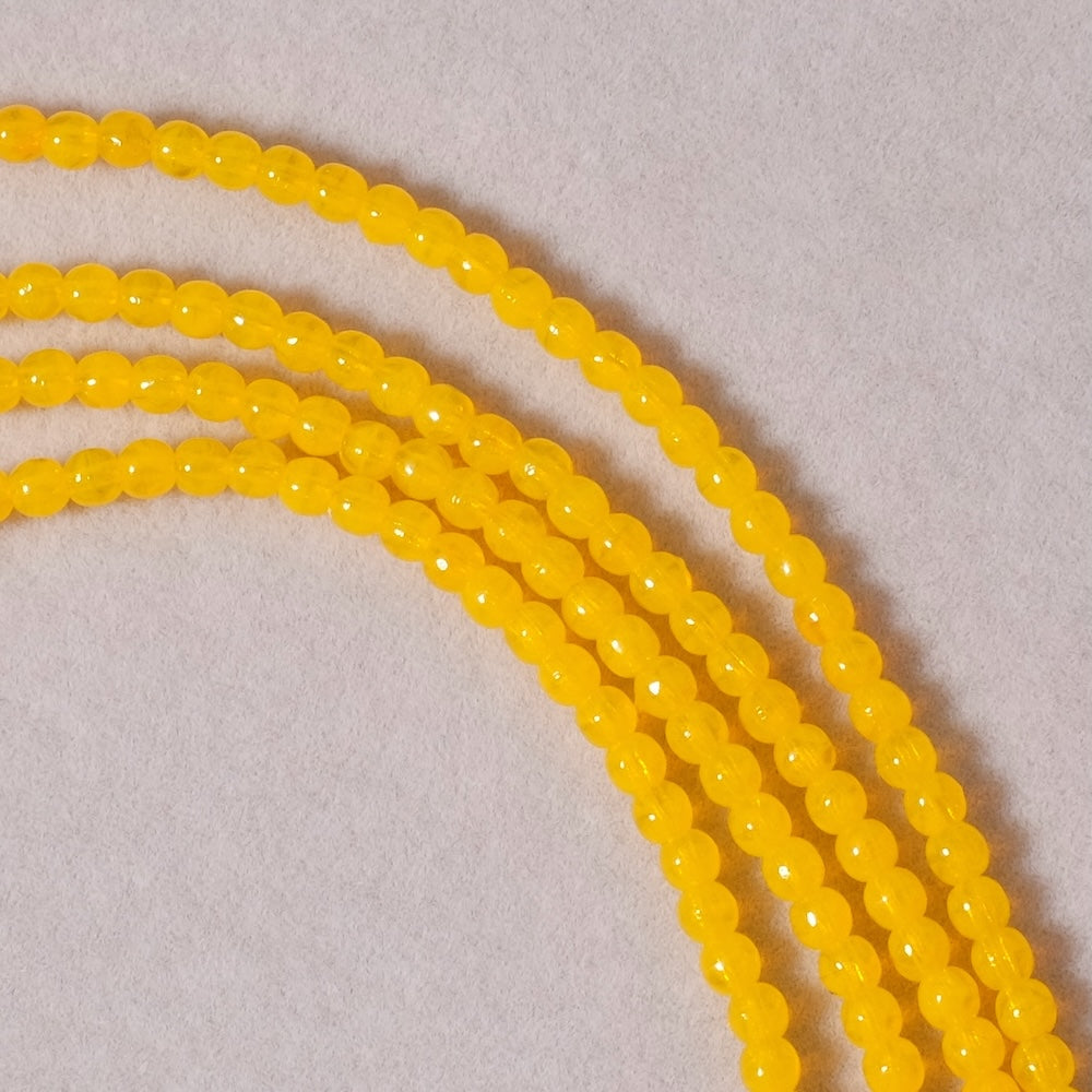 Fil de perles de Bohème rondes 3mm jaune poussin