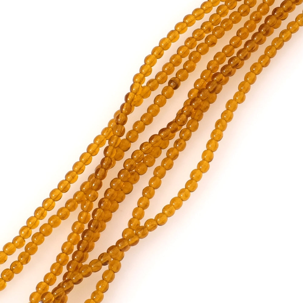 Fil de perles de Bohème rondes 3mm marron transparent