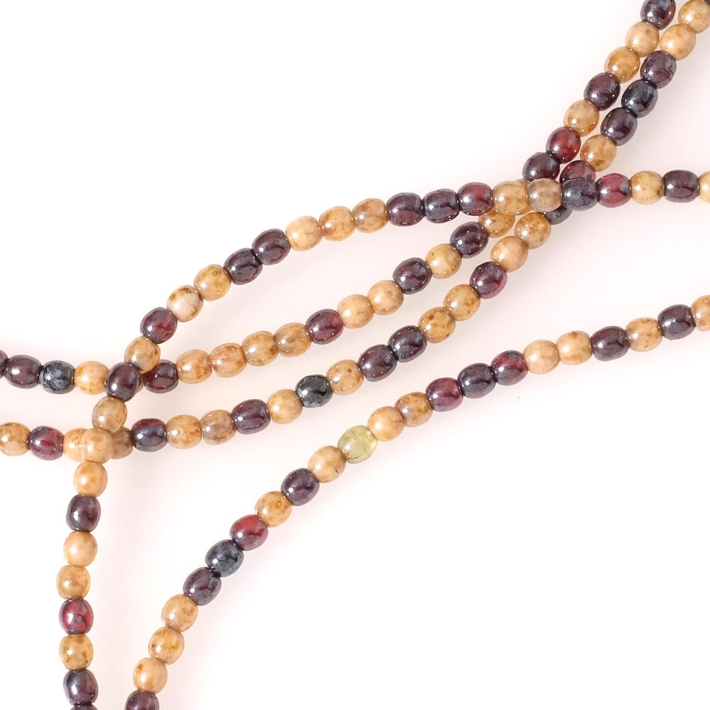 Fil de perles de Bohème rondes 3mm multi bordeaux, gris, beige